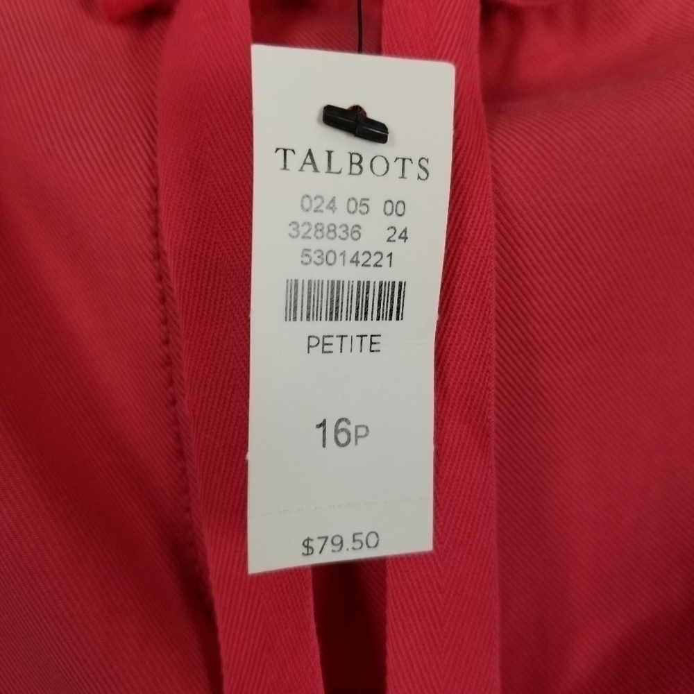 Talbots Womens Size 16P Petite Cropped Pull On Pants Coral Pockets Tie Waist NWT - Picture 11 of 12